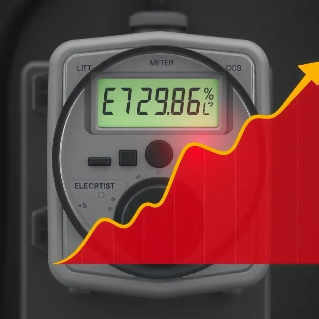 Electric meter with rising cost graph overlay