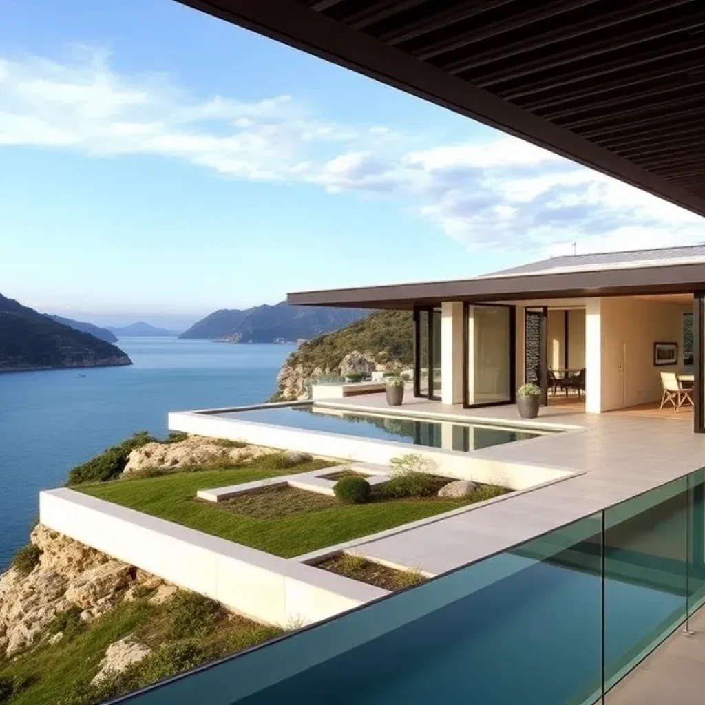 Modern luxury vacation homes in coastal landscapes.