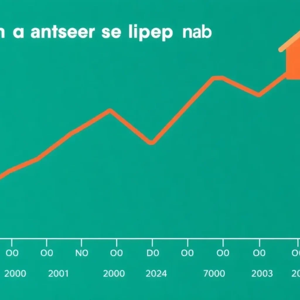 Graph showing rising home prices with declining sales figures.