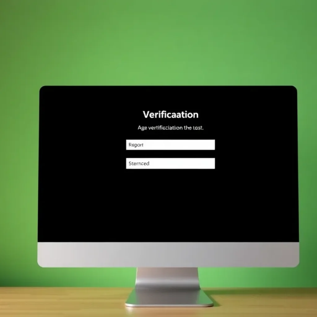 Computer screen displaying age verification process for websites.