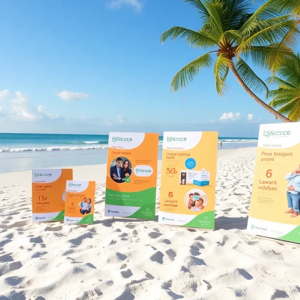 Innovative insurance products displayed on a Florida beach.