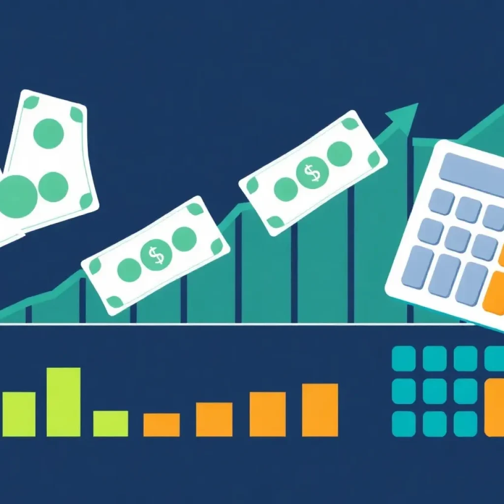 Energy bills increasing graphic with rising chart and calculator.