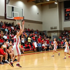 Leon Varsity Boys celebrating their victory on the basketball court