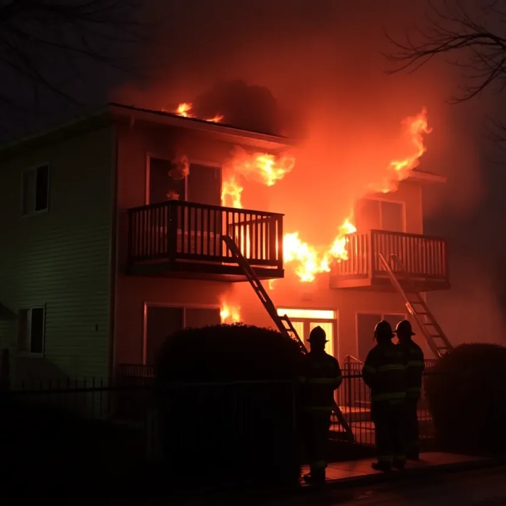 Firefighters responding to a fire at Brookwood Apartments in Tallahassee.