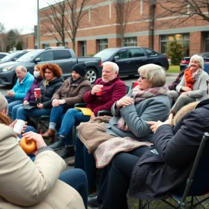 Congregation members gathered for an outdoor worship service at Center Point Church.