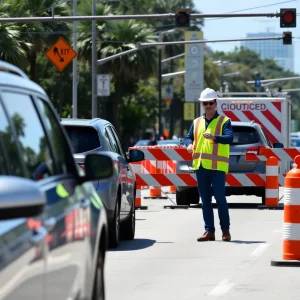 Traffic delays due to construction on Centerville Road.