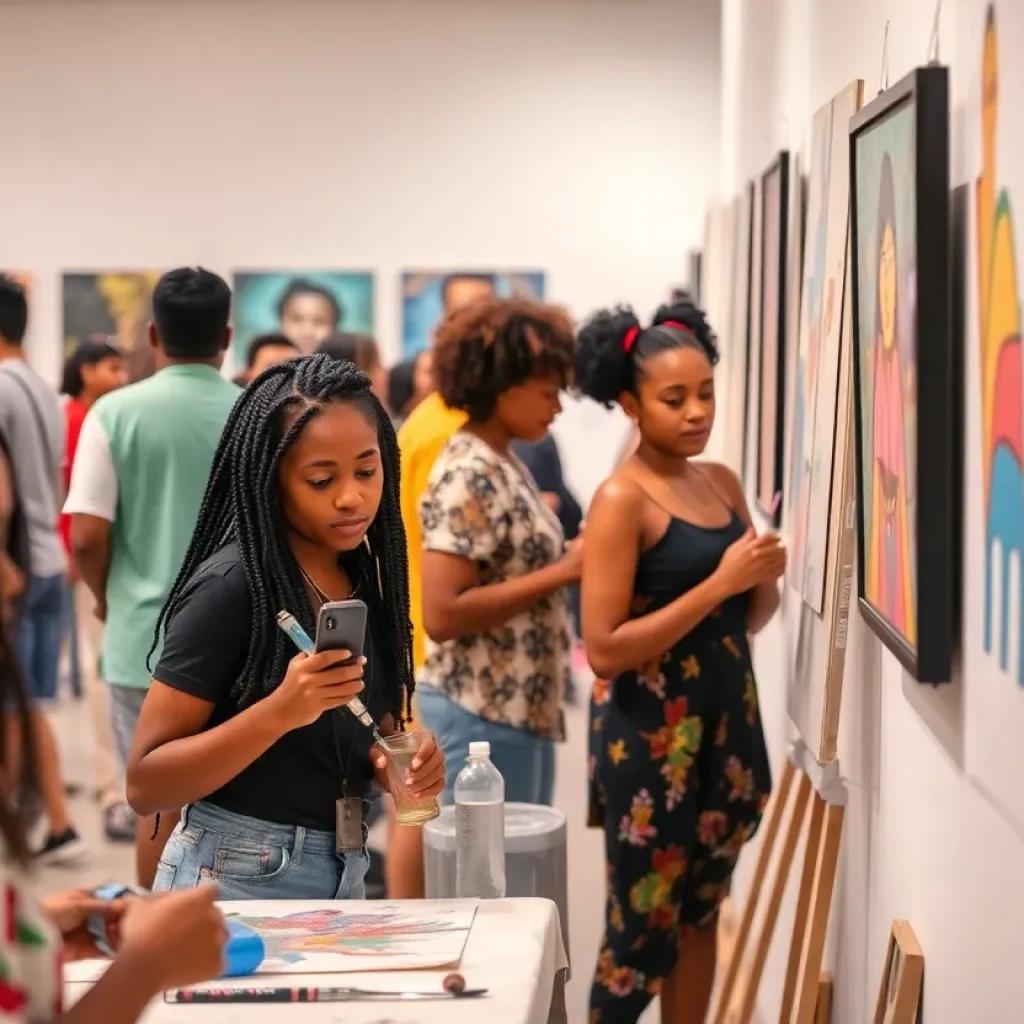 Diverse students participating in art and essay contests for Black History Month in Florida.