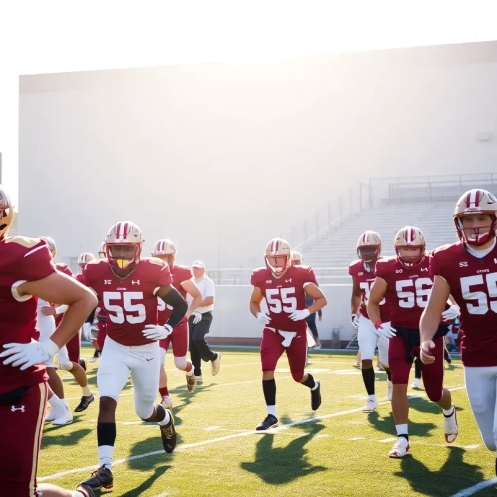 Florida State University football team practicing on the field