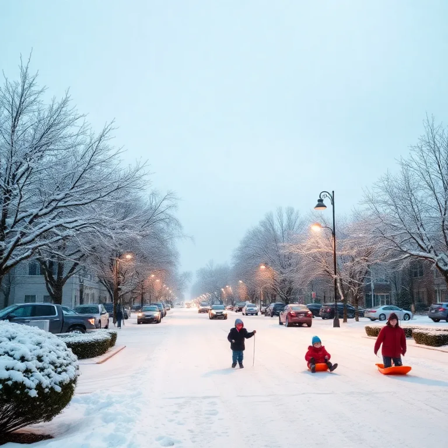 Children enjoying the snow in Tallahassee during the winter storm