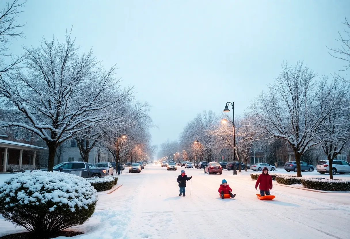 Children enjoying the snow in Tallahassee during the winter storm