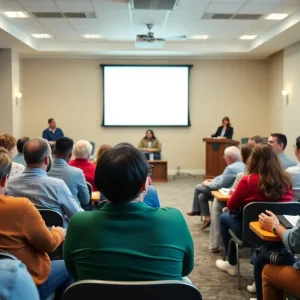 Community members engaged in discussions about affordable housing solutions.