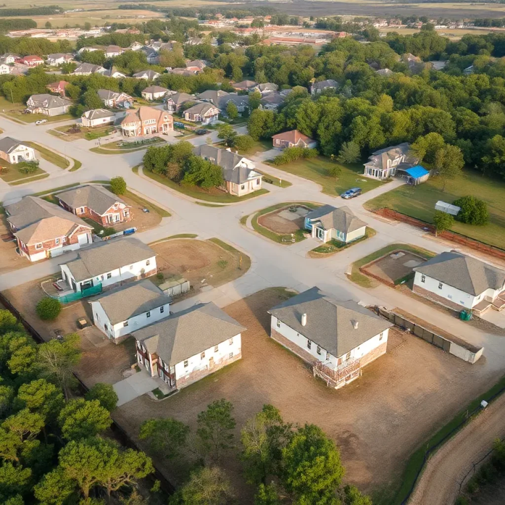 Construction sites in Leon County with homes and machinery