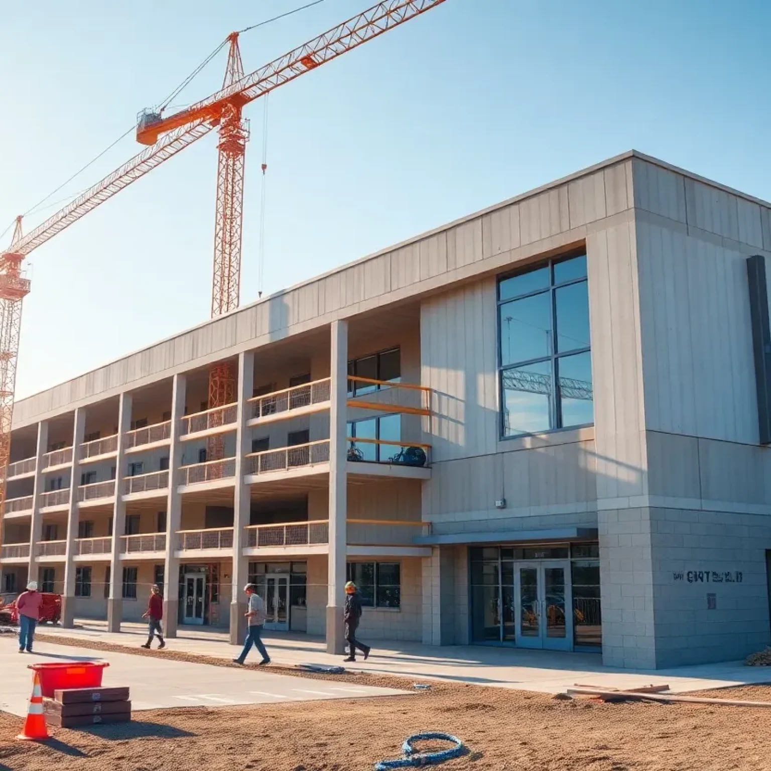 Construction scene of school renovations in Leon County