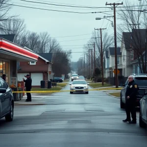 Police at the scene of a shooting near a convenience store in Tallahassee.