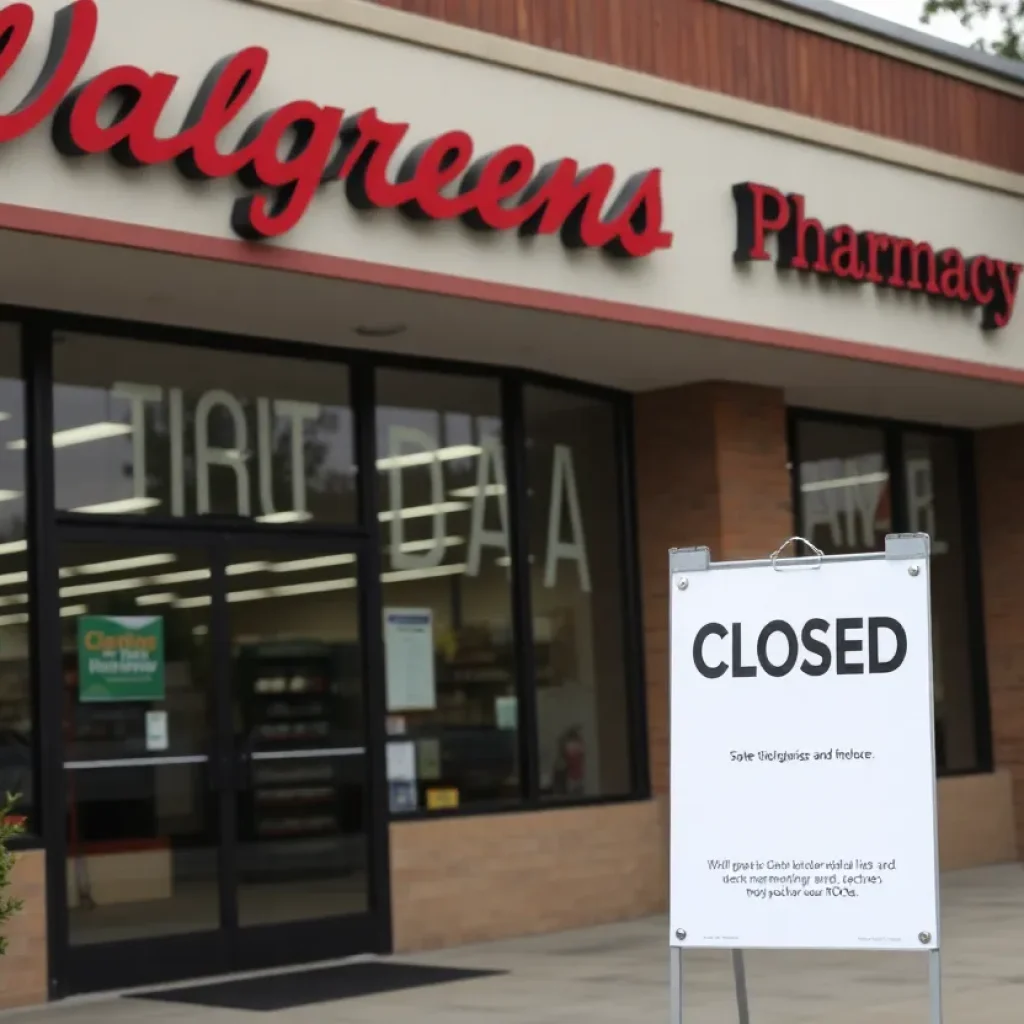 Sign indicating Walgreens closure in Tallahassee